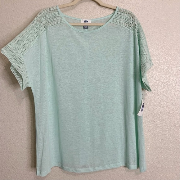 NWT Old Navy Linen Blend Lace Sleeves Lightweight Top, Size 1X - Picture 2 of 12